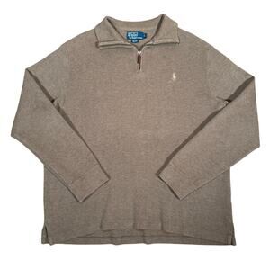 Vintage Polo Ralph Lauren Quarter Zip Pullover Sweater Tan Adult Large